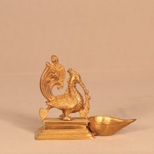 PEACOCK BRASS SINGLE DIYA WITH STAND