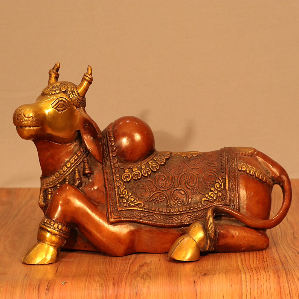 GOLDEN HEADED NANDI VINTAGE BRASS STATUE - Buy exclusive brass