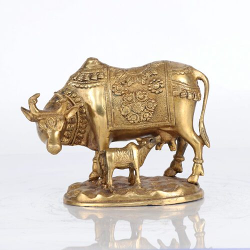 GOLDEN BRASS KAMDHENU DECOR