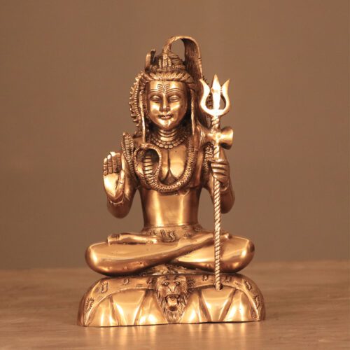 Golden Lord Shiva Brass Statue