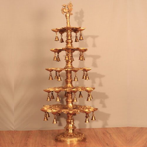 PEACOCK FIVE LAYERED BRASS DIYA