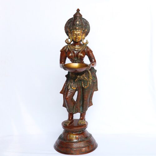 ANTIQUE LADY FIGURINE WITH DIYA