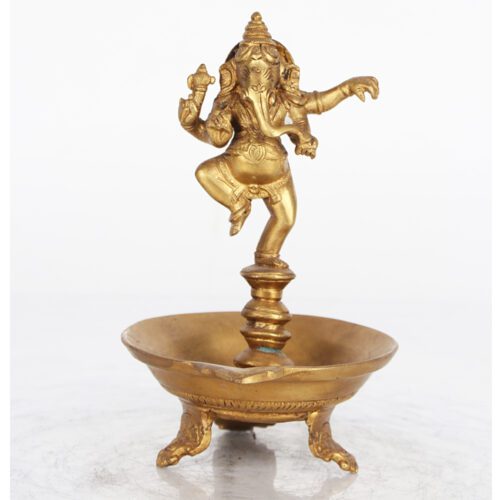 NRITYA GANESHA GOLDEN BRASS DIYA