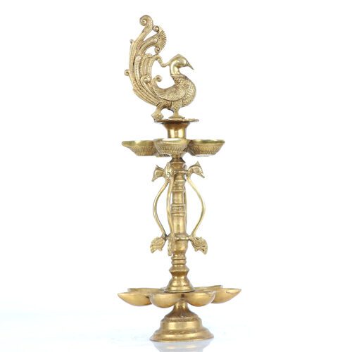 VILAKKUS GOLDEN PEACOCK BRASS DIYA