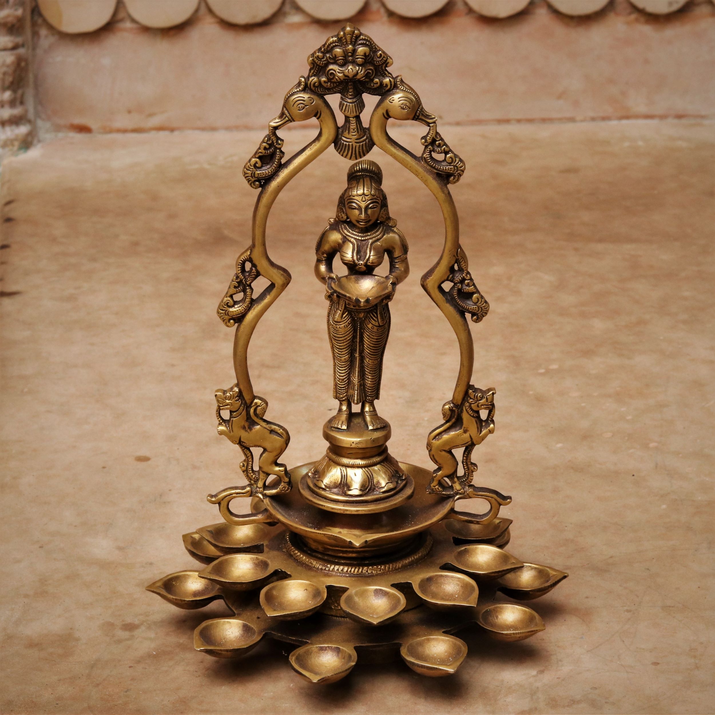 Lady figurine Brass Diya Buy exclusive brass statues, collectibles