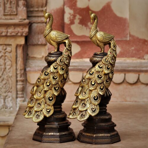 PEACOCK PAIR BRASS DECOR
