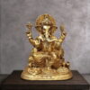 Brass golden ganesha with laddu thali - 13 inches