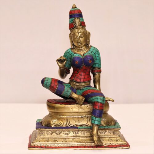Devi Parvati Brass Statue in Meenakari Work
