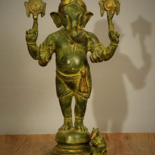 Vintage Green Finish Bal Ganesh Statue