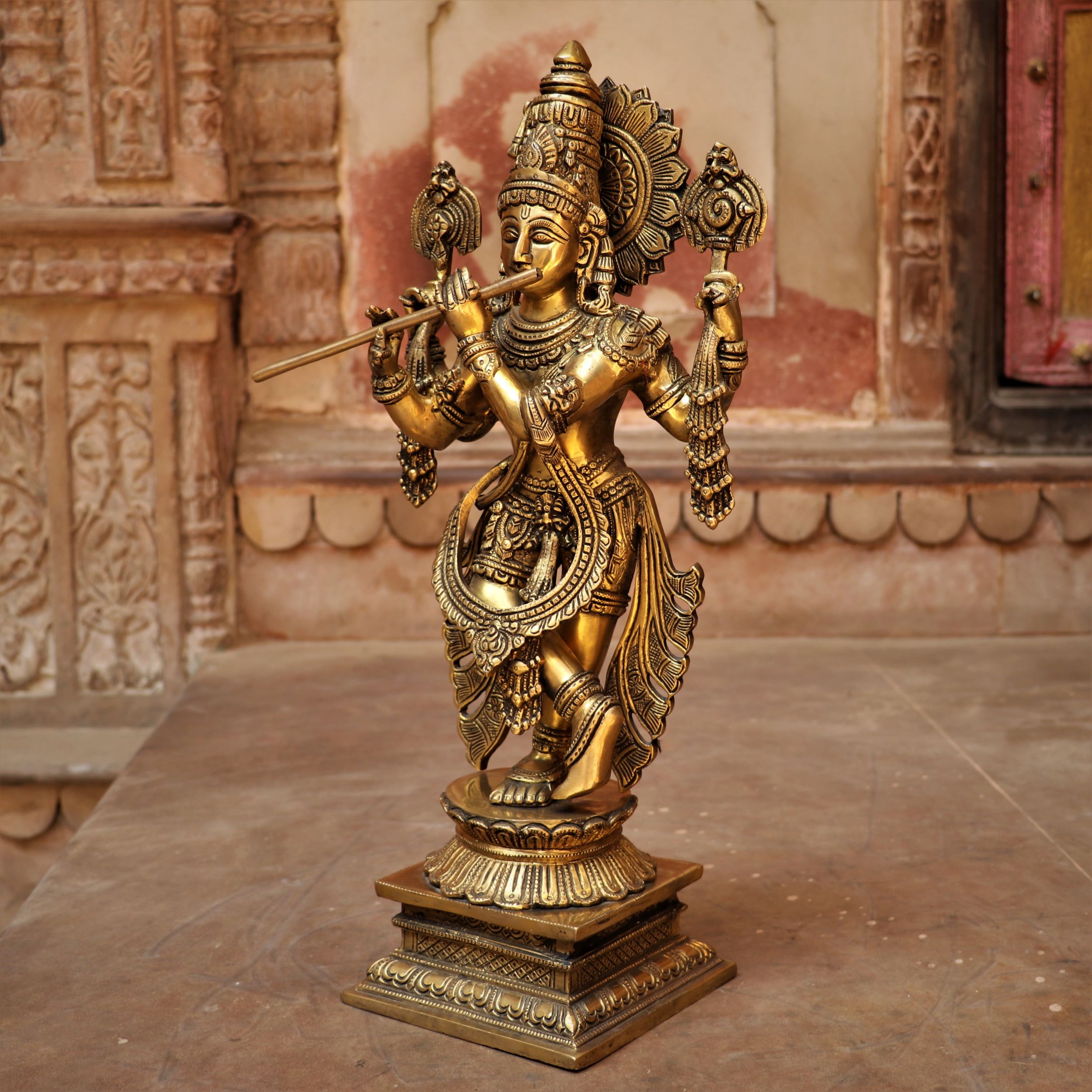 Chola Brass Lord Krishna Statue - Image 2