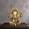 Golden Brass Sitting Ganesha - 9 inches