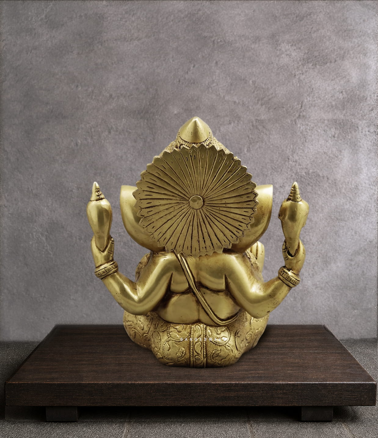 Golden Brass Sitting Ganesha - 9 inches - Image 4