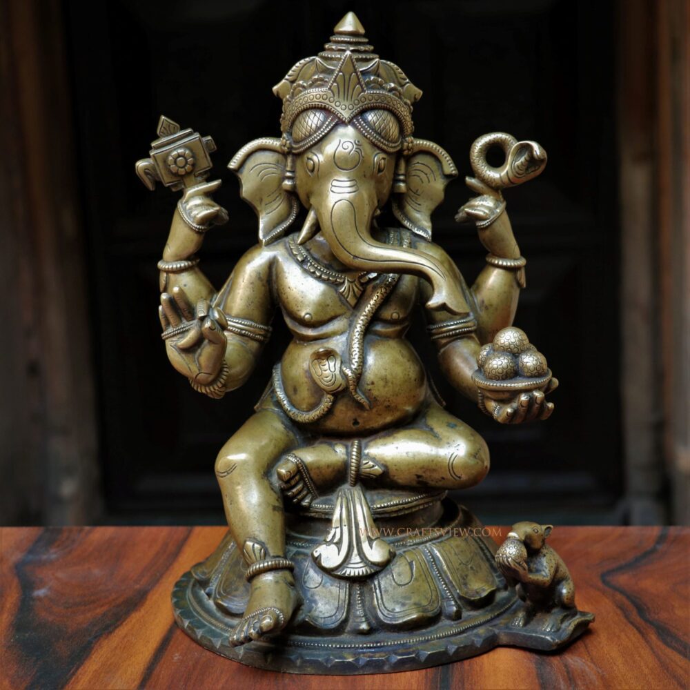 Antique finished Ganasha on tortoise
