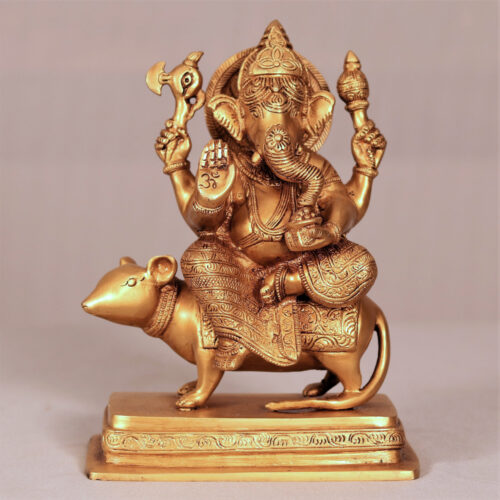 Brass Ganesha On Mushak