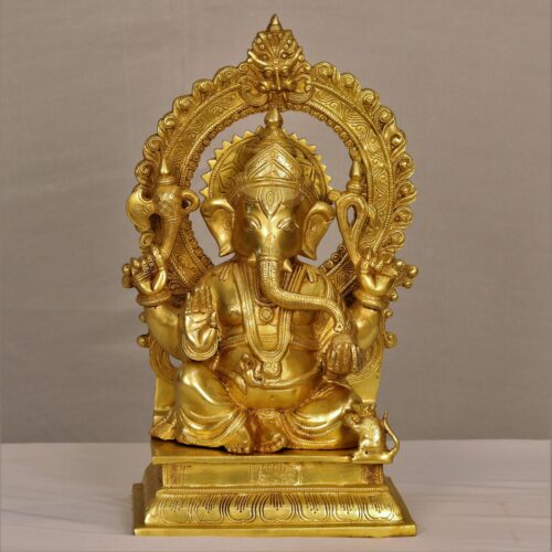 Golden Brass Ganesha Statue