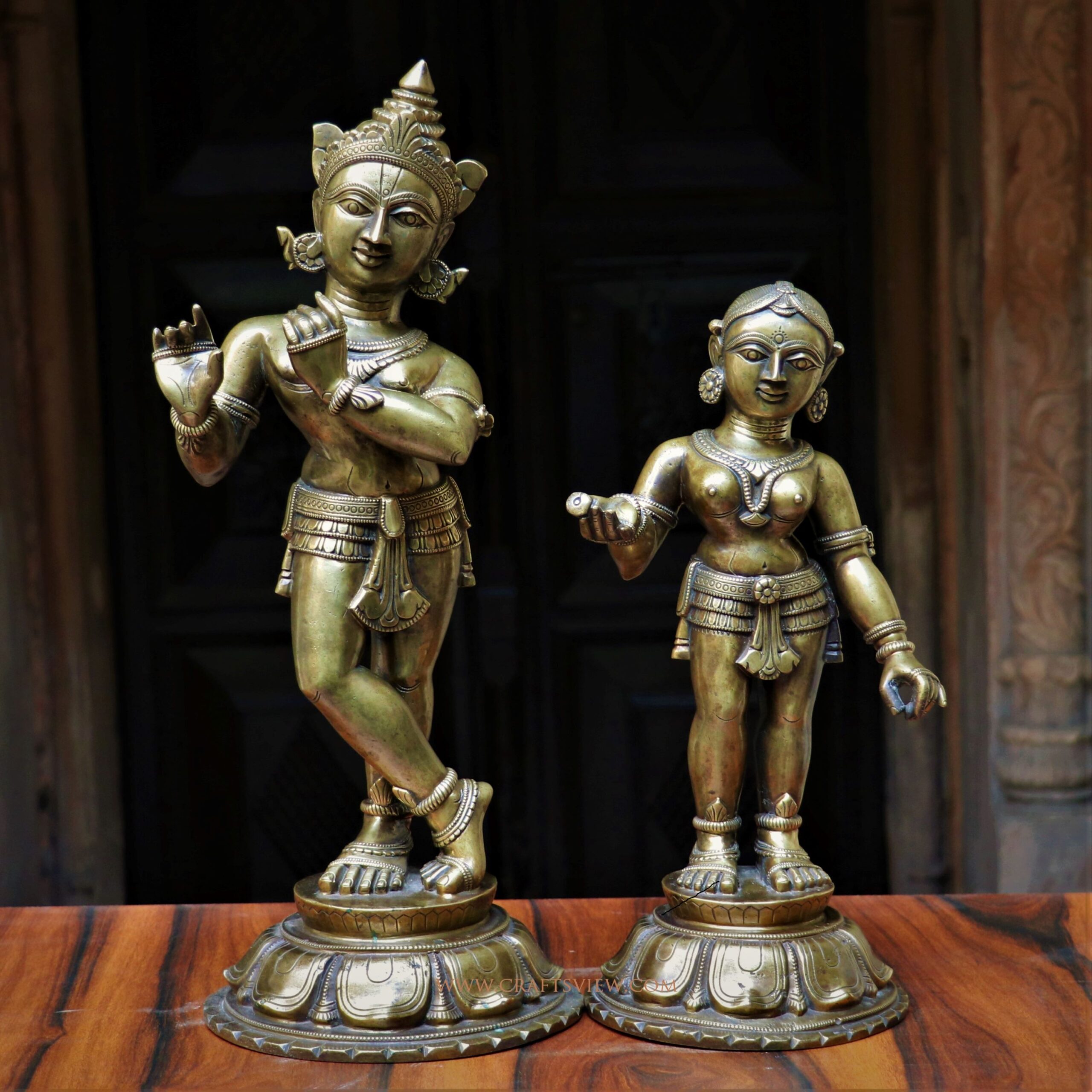 Antique finish bronze Radha Krishna Statue Buy exclusive brass