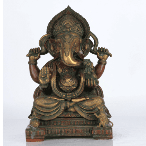 VINTAGE FINISH BRASS GANESH STATUE
