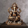 Copper Brown Sitting Brass Ganesha Statue- 13 inches