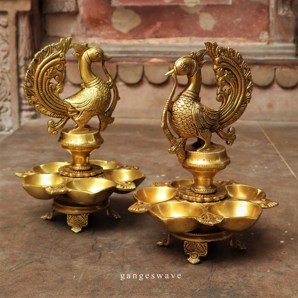 Peacock Brass Diya