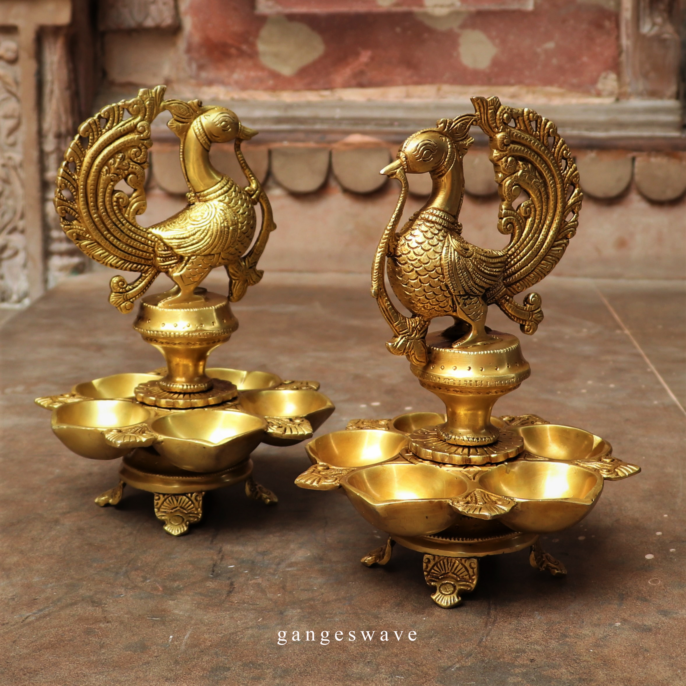 Peacock Brass Diya