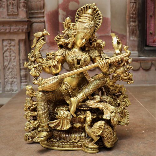 brass saraswati statue