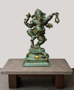 Nritya Ganesh in vintage green finish - 16.5 inches