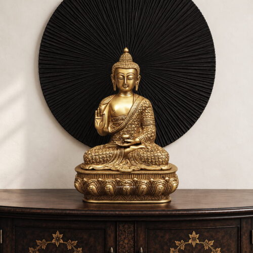 Blessing Buddha Brass Statue - 11 inches