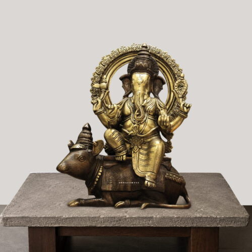 Ganesha Statue Sitting on Vahana Mushak