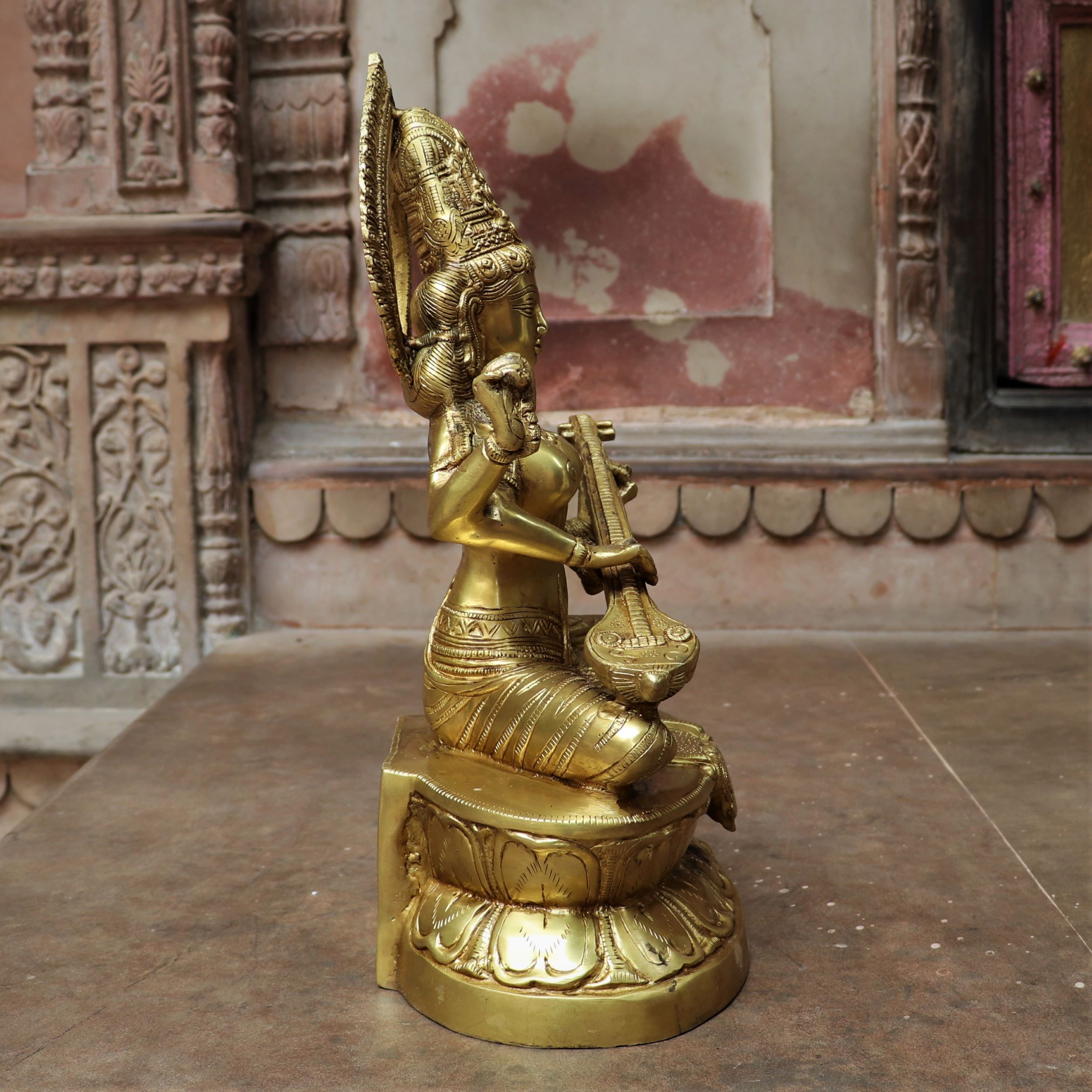 18" SARASWATI BRASS STATUE - Image 4