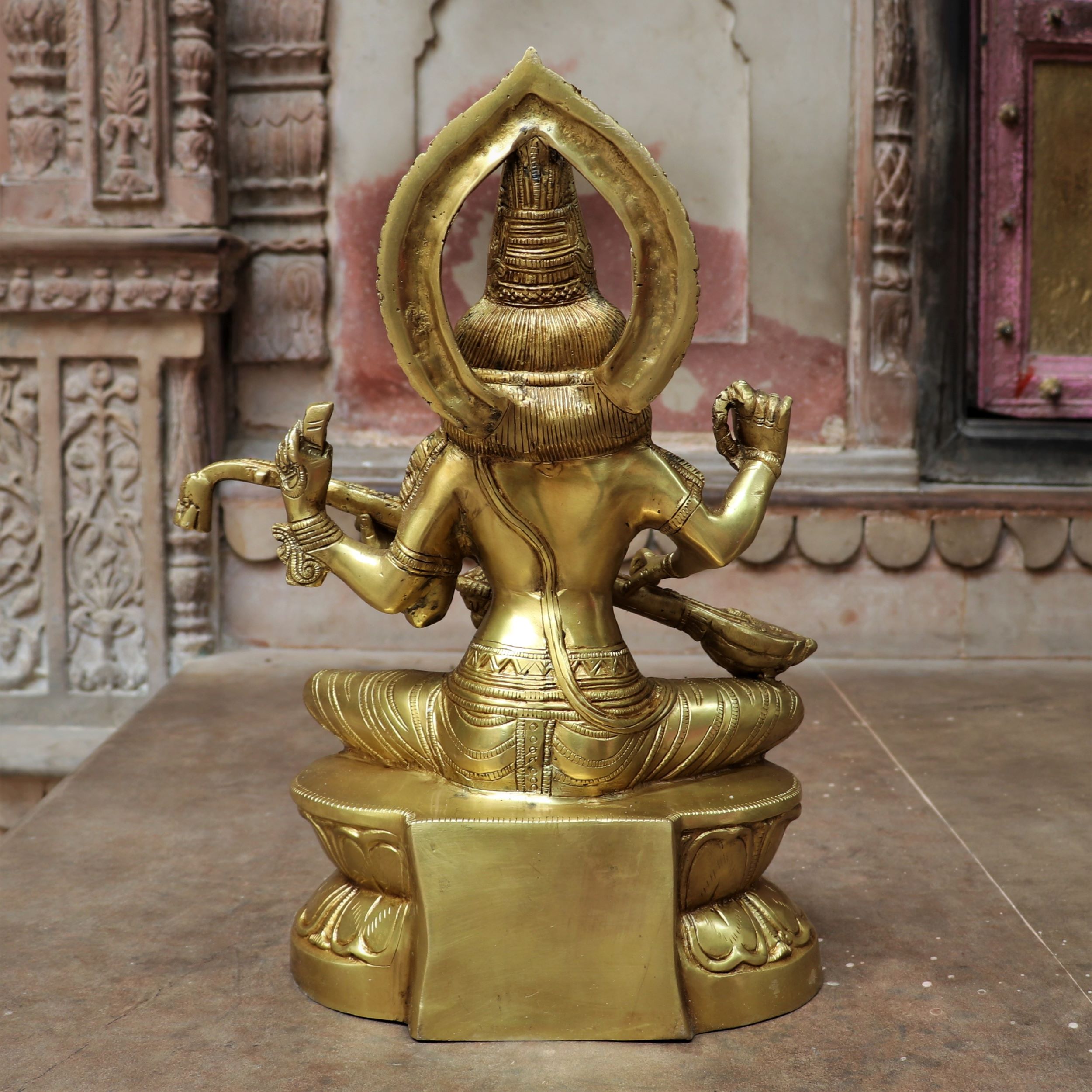 18" SARASWATI BRASS STATUE - Image 5