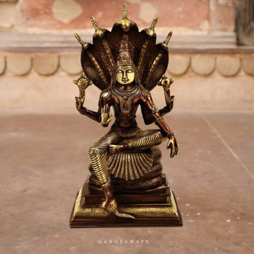 Vishnu Brass Statue on Sesh Naag-16"