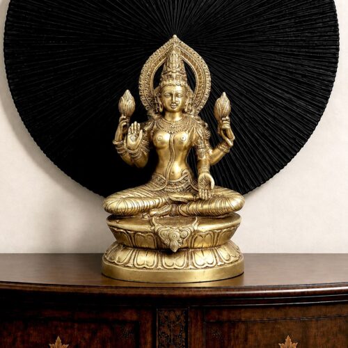 18" LAXMI BRASS STATUE