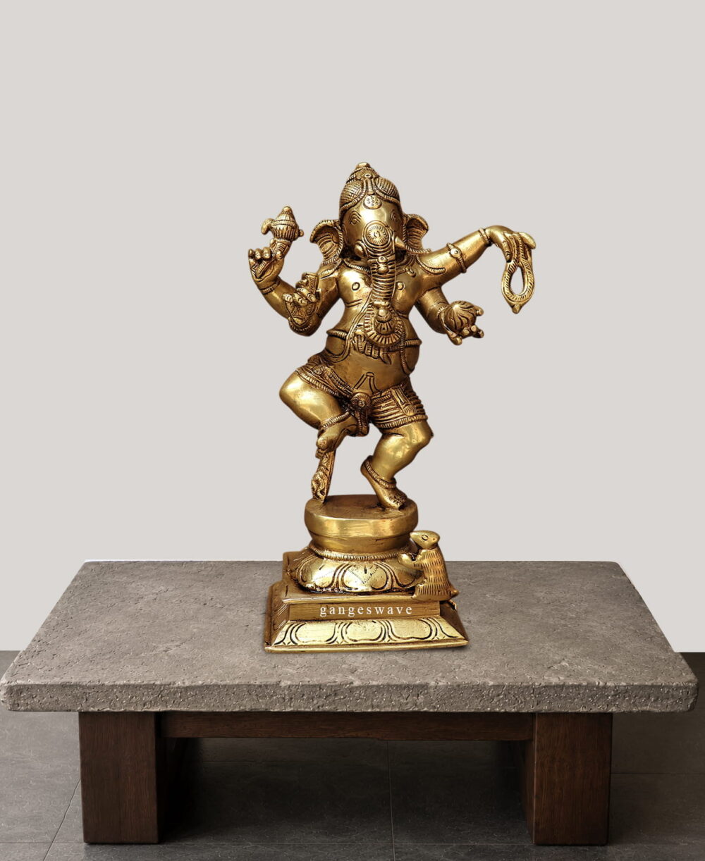 Dancing Ganesh Brass Statue - 8.5 inches