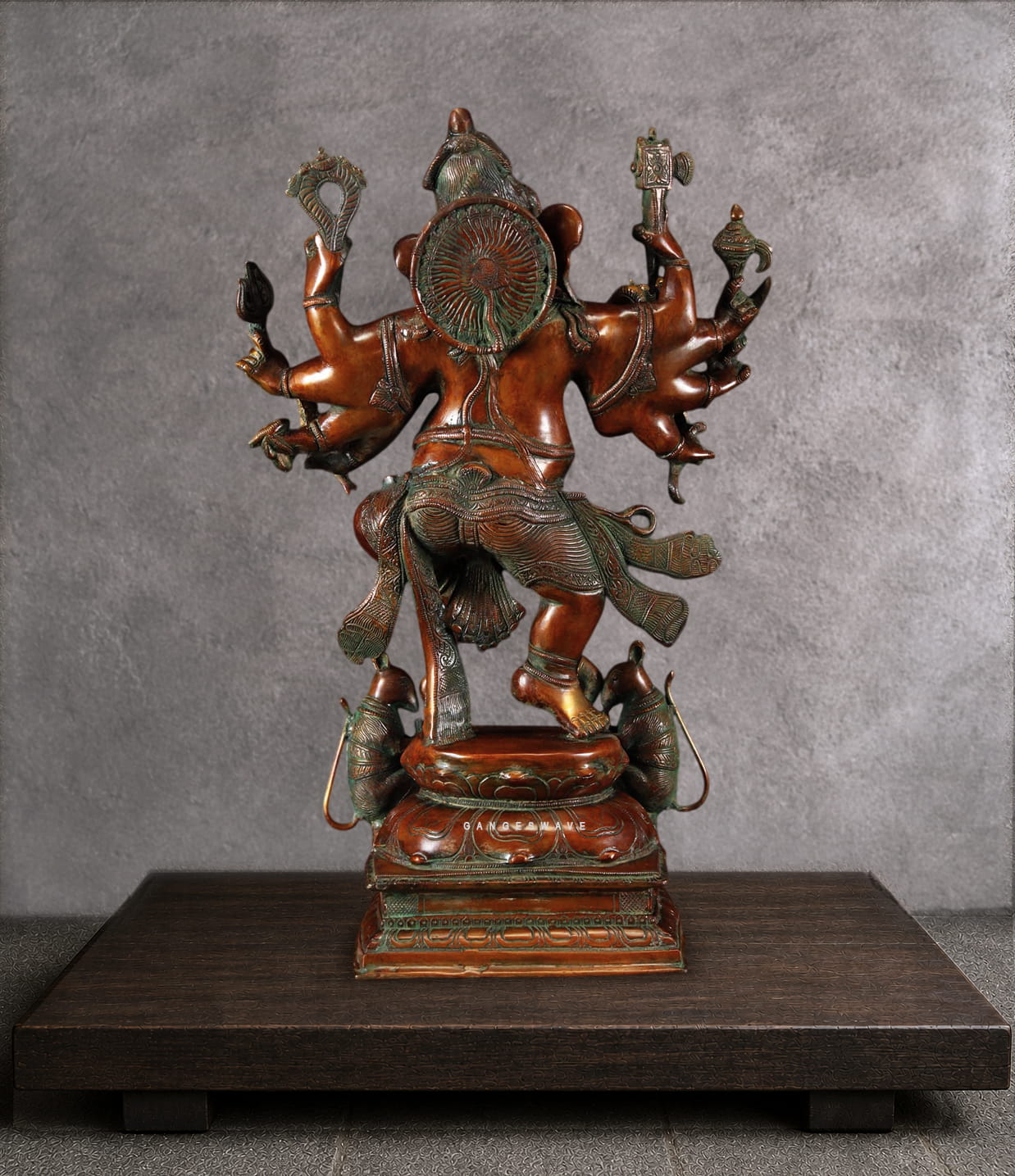 GOLDEN NRITYA GANESH BRASS STATUE - 26 inches - Image 2