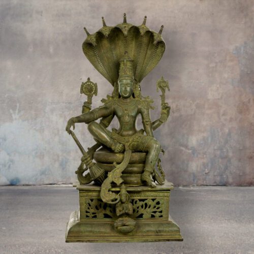Stone finished Vishnu Sitting on Sesh Naag