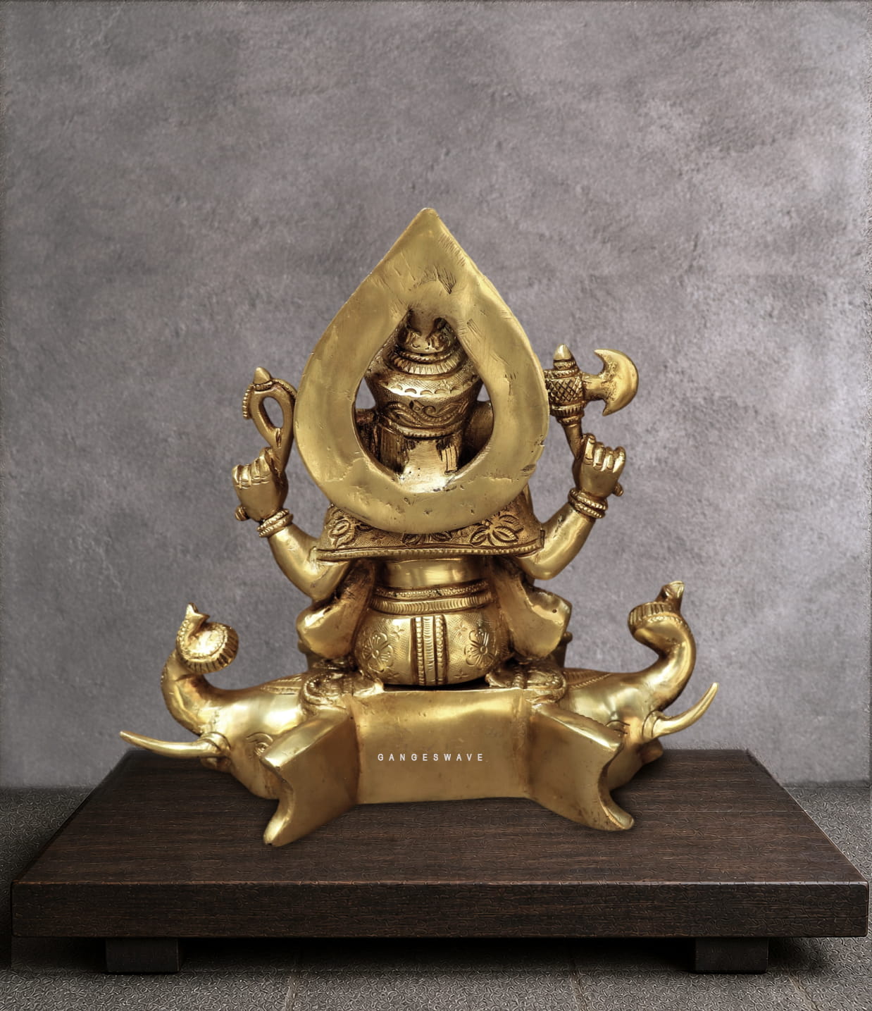 Brass ganesh statue sitting on gajapati - Image 4