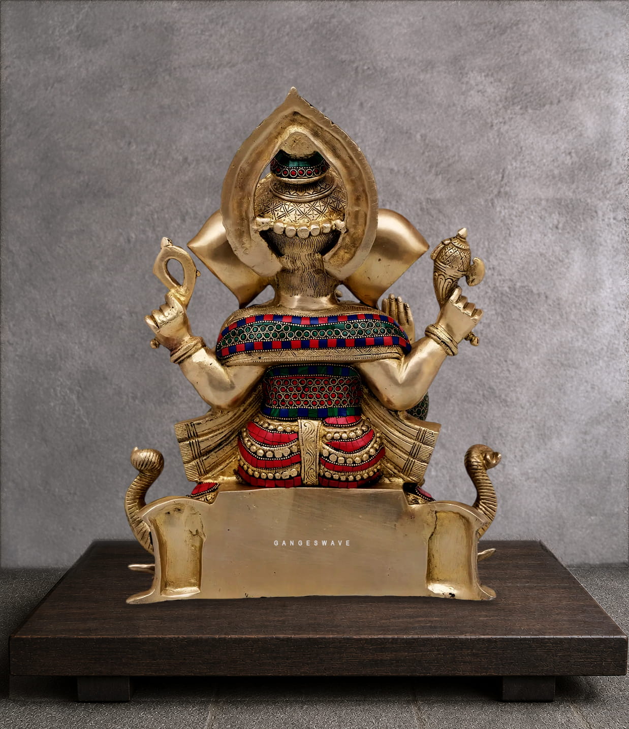 Brass Ganesh Statue Sitting on Gajapati - Image 2