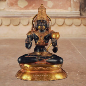 Black and Golden Brass Hanuman Statue