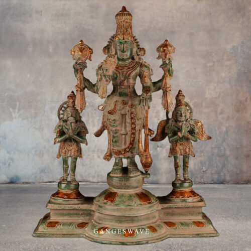 Vishnu with Garuda brass statue
