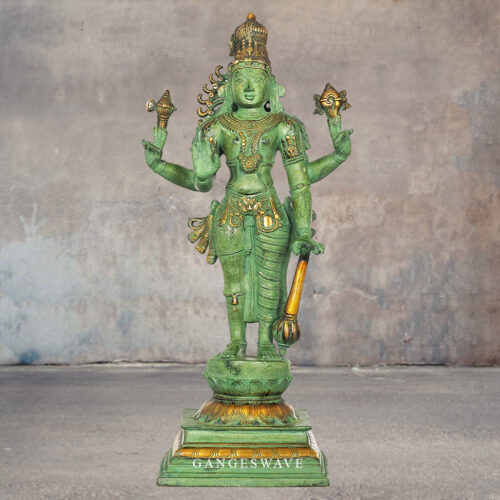 Vintage green Vishnu statue