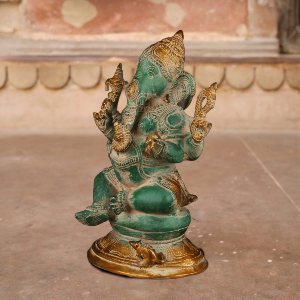 Vintage Green Ganesh Statue