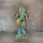 Standing Blue Colour Brass Ganesha Statue