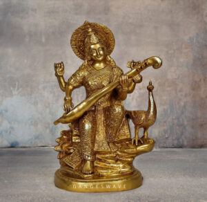 Lord Saraswati Brass Statue