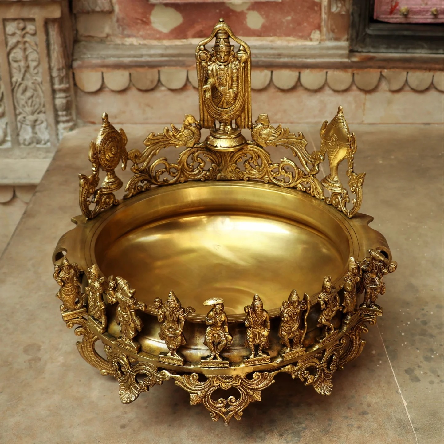 Brass Urli with Lord Balaji - Image 2