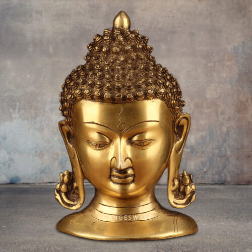 Golden Buddha Brass Head Decor