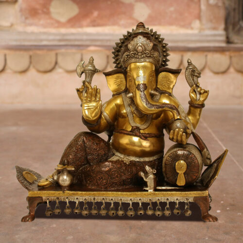Vishram Posture Ganesh Brass Statue