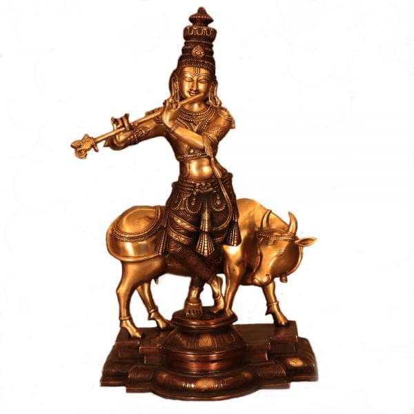 Unique Krishna with cow statue