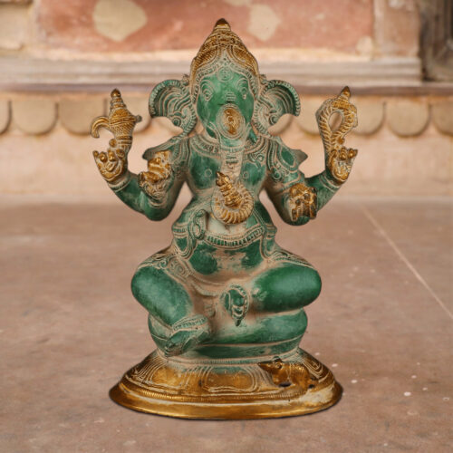Vintage Green Ganesh Statue