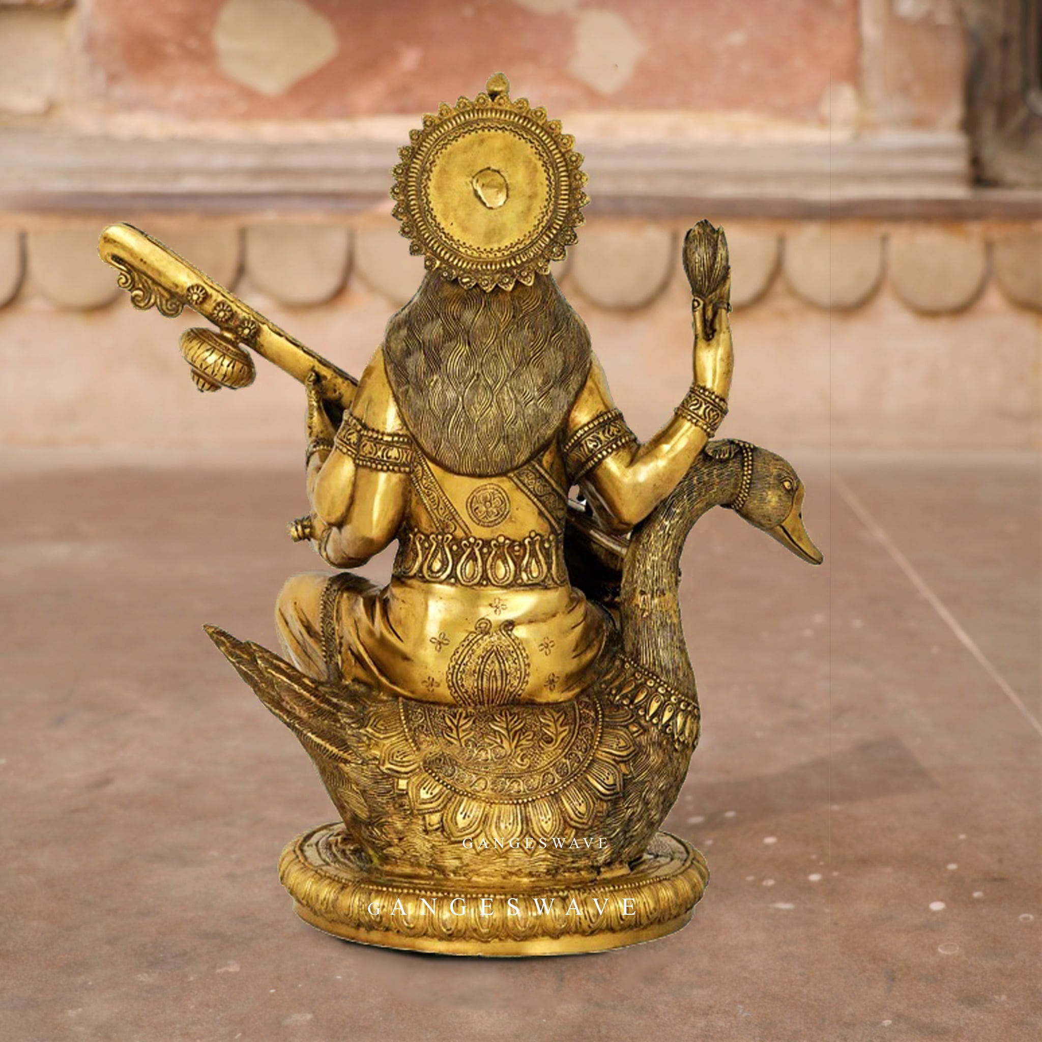 24" Saraswati Brass Statue - Image 3