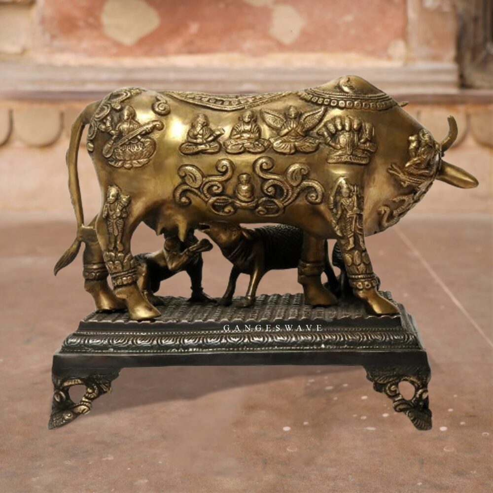 Kamdhenu Cow with Cuff and Bal Krishna